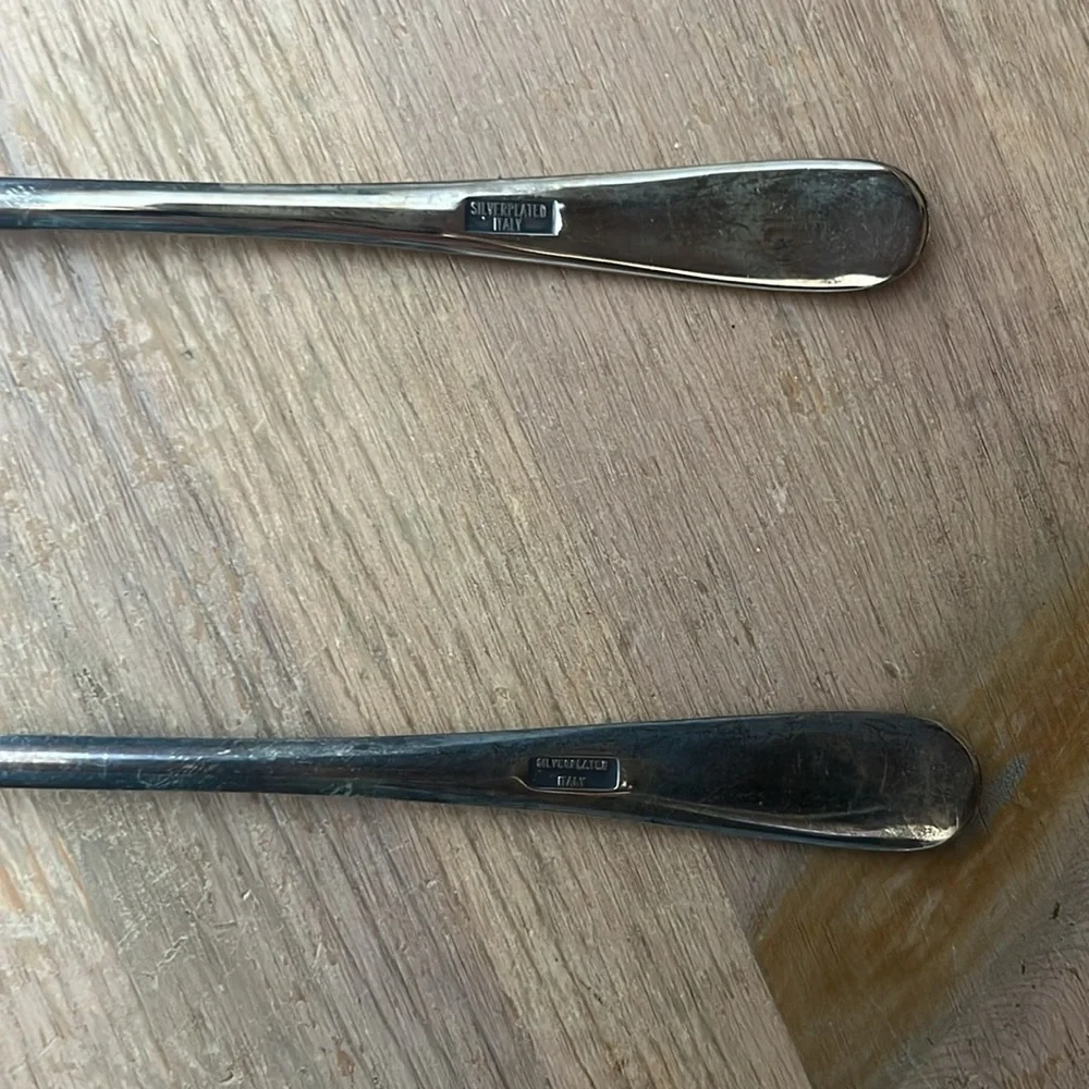 Vintage Silver Plated Hostess Set Made in Italy Unbranded 9” Serving Spoon Fork